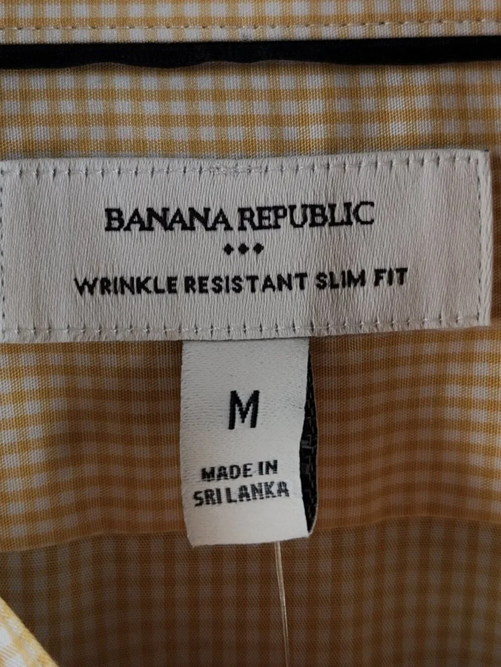 NWT Banana Republic Long Sleeve Button Up Shirt Yellow Check Medium Slim Men